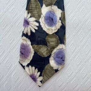 Modules silk tie black floral Made in Japan vintage